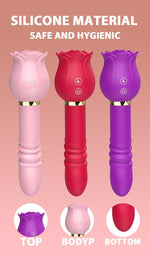 2 in 1 Rose Sucking Telescopic Vibrator