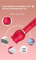 2 in 1 Rose Sucking Telescopic Vibrator