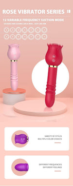 2 in 1 Rose Sucking Telescopic Vibrator