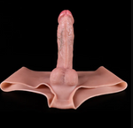 Hollow Soft Cock Sleeve Underwear With Realistic Penis Strapon Extender Pants