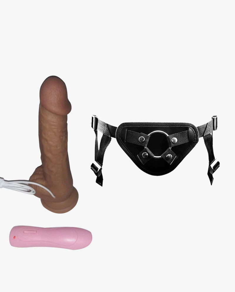 Choco Color Vibrating Strap on Dildo