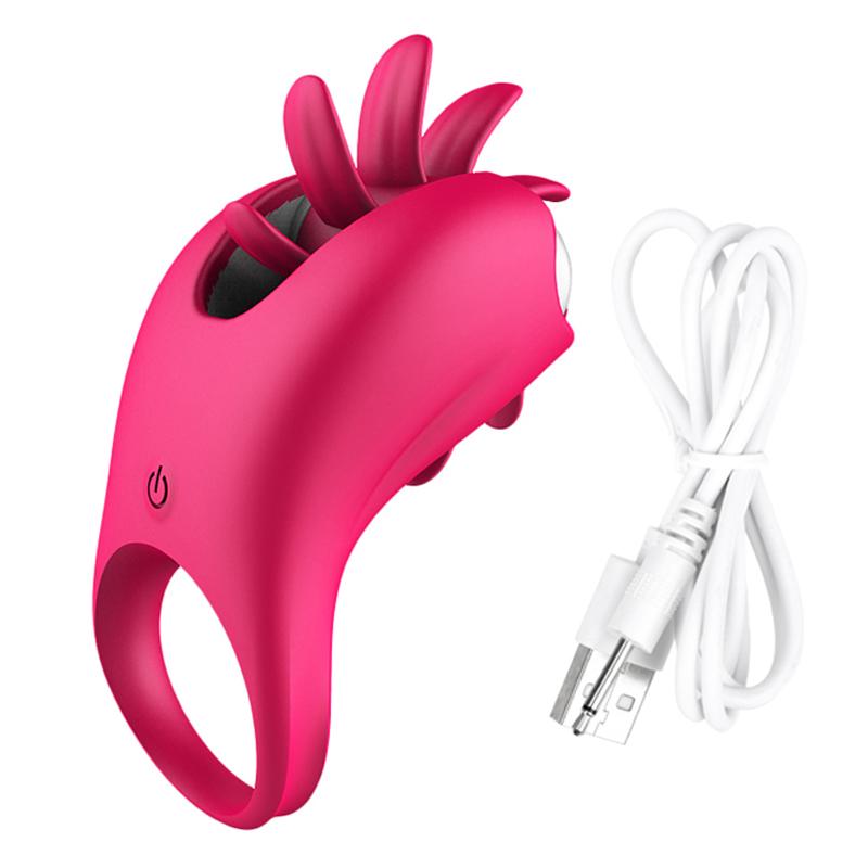 2 In 1 Vibrating Tongue Licking USB Charging Penis Ring For Couple 2 In 1 Vibrating Tongue Licking USB Charging Penis Ring For Couple
