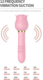 2 in 1 Rose Sucking Telescopic Vibrator