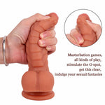 Realistic Flesh Ribbed Dragon Dildo -7 Inch