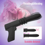 Automatic Telescopic Thrusting Black Dildo