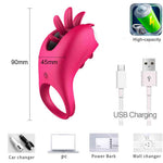 2 In 1 Vibrating Tongue Licking USB Charging Penis Ring For Couple