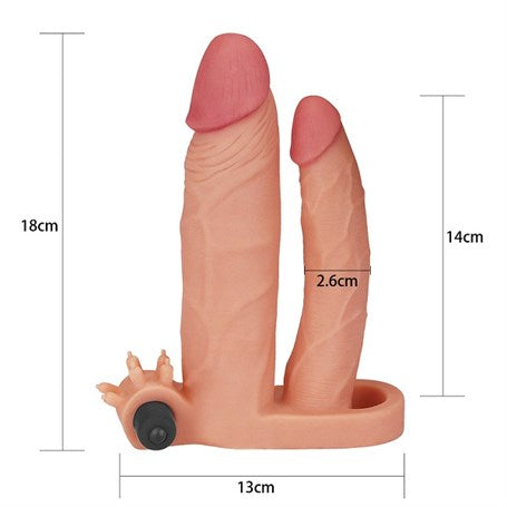 Pleasure Extender Vibrating Double Penetration Penis Sleeve