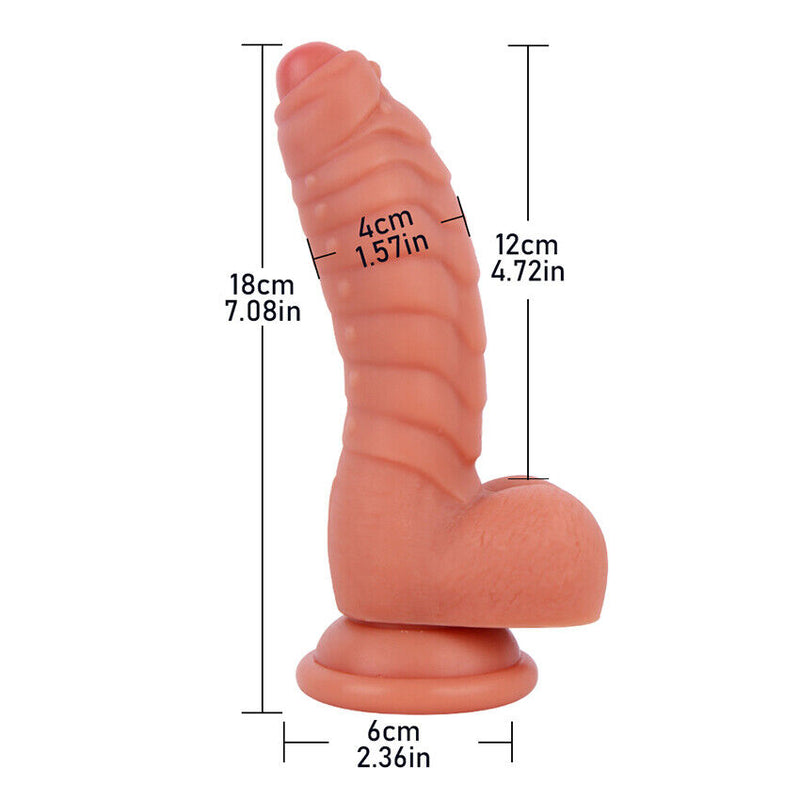 Realistic Flesh Ribbed Dragon Dildo -7 Inch