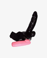 BLACK HOLLOW STRAP ON DILDO WITH VIBRATION FOR MEN - [Adultskart.com]