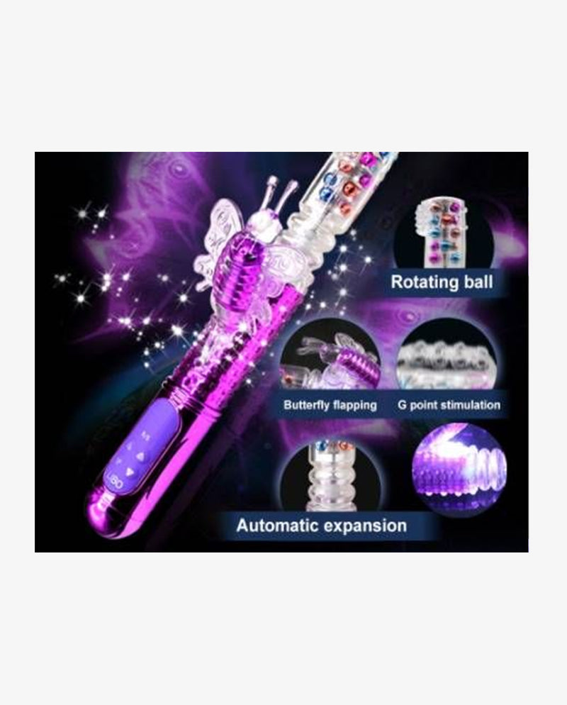 Rechargeable Butterfly Jack Rabbit Vibrator with Rotating & Thrusting