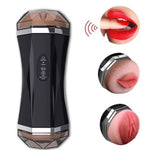 Realistic Vagina and Mouth 2 in 1 Vibrating Plus Voice with Suction Cup Male Masturbator