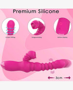 Thrusting Rabbit Vibrator for Clitoris & G-spot, Silicone Tongue Licking Rotating Dildo with 7 Vibration and 3 Telescopic Modes