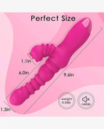 Thrusting Rabbit Vibrator for Clitoris & G-spot, Silicone Tongue Licking Rotating Dildo with 7 Vibration and 3 Telescopic Modes